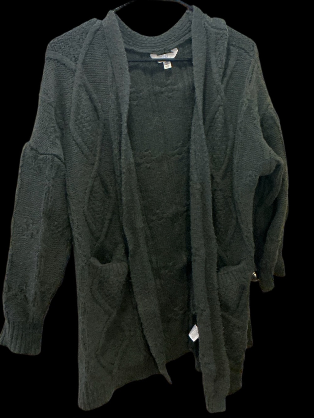 Time and Tru Women's Open Front Cable Cardigan; Olive Dusk , XXL Pre Owned